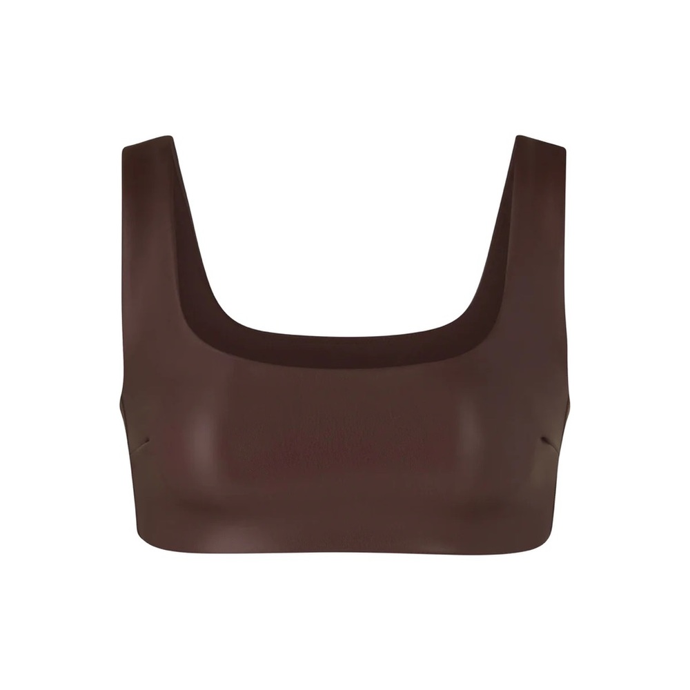 Skims Faux Leather Bralette in Jasper